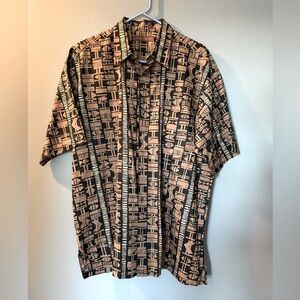 MENS TORI RICHARD CASUAL SHIRT SIZE XL 100% COTTON BROWN BLACK GEOMETRIC